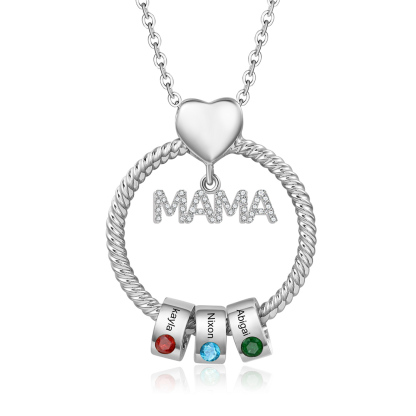 3 Names-Personalized Mom Necklace Set With  Premium Custom Necklace With 3 Birthstones Engraved Names Gift For Mother