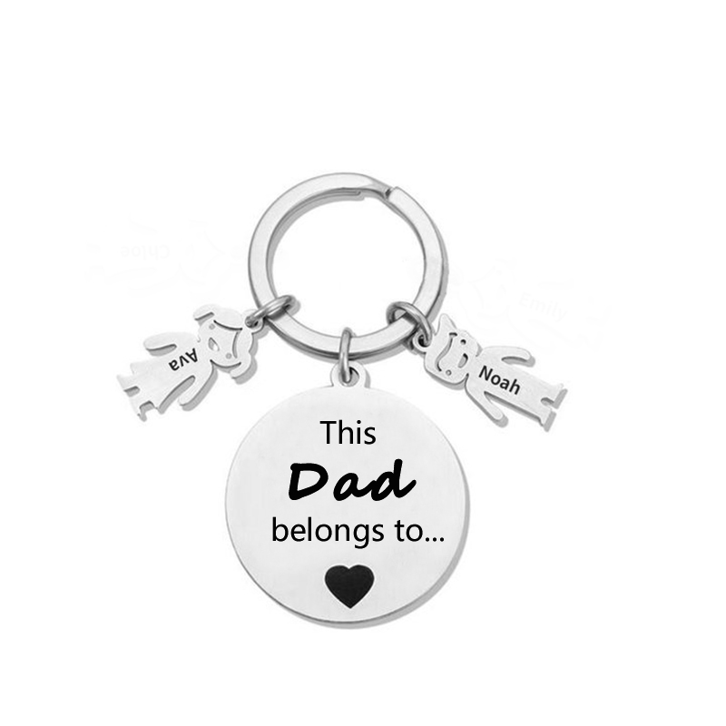 2 Names-This Mom Belongs to...Custom Keychain with Name & Text