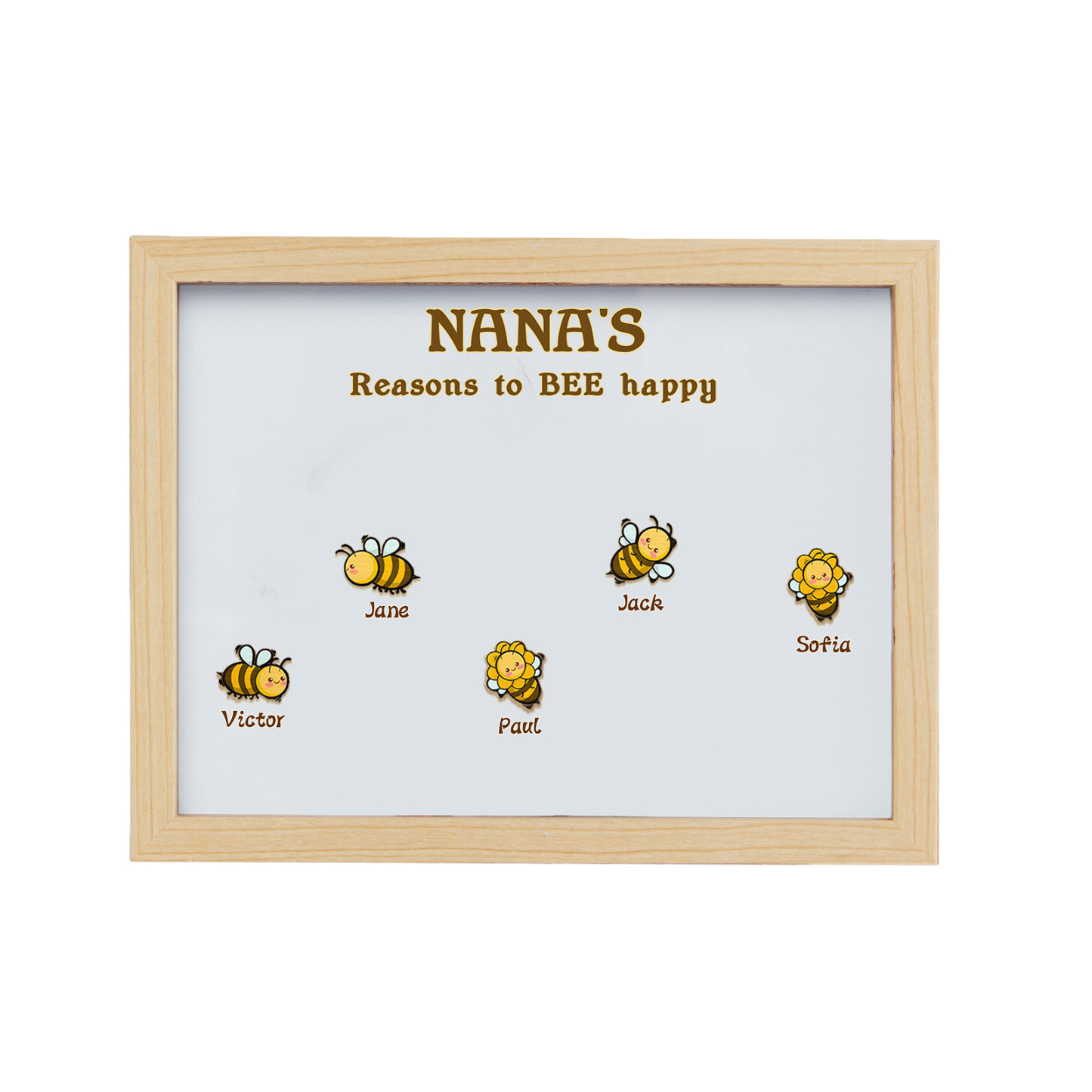 5 Names-Personalized Family Color Or Black And White Frame Custom 5 Names And Text LED Night Light