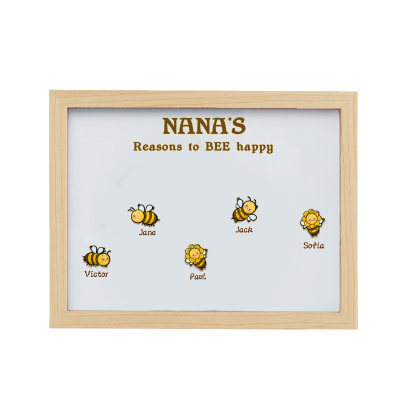 5 Names-Personalized Family Color Or Black And White Frame Custom 5 Names And Text LED Night Light