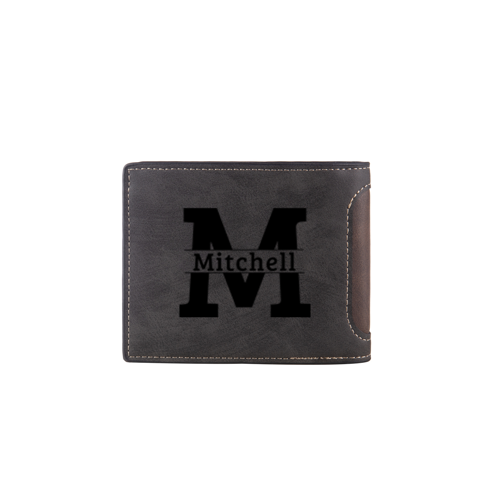 Personalized Leather Folding Wallet With Photo, Name and Letter, Gift For Dad