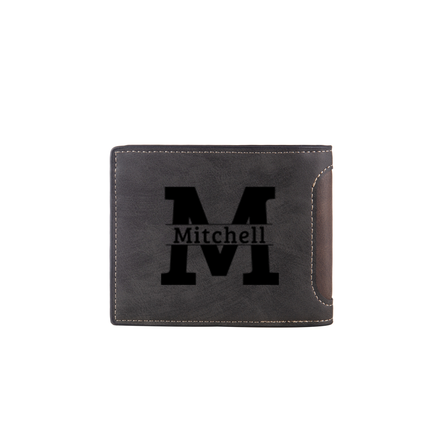 Personalized Leather Folding Wallet With Photo, Name and Letter, Gift For Dad