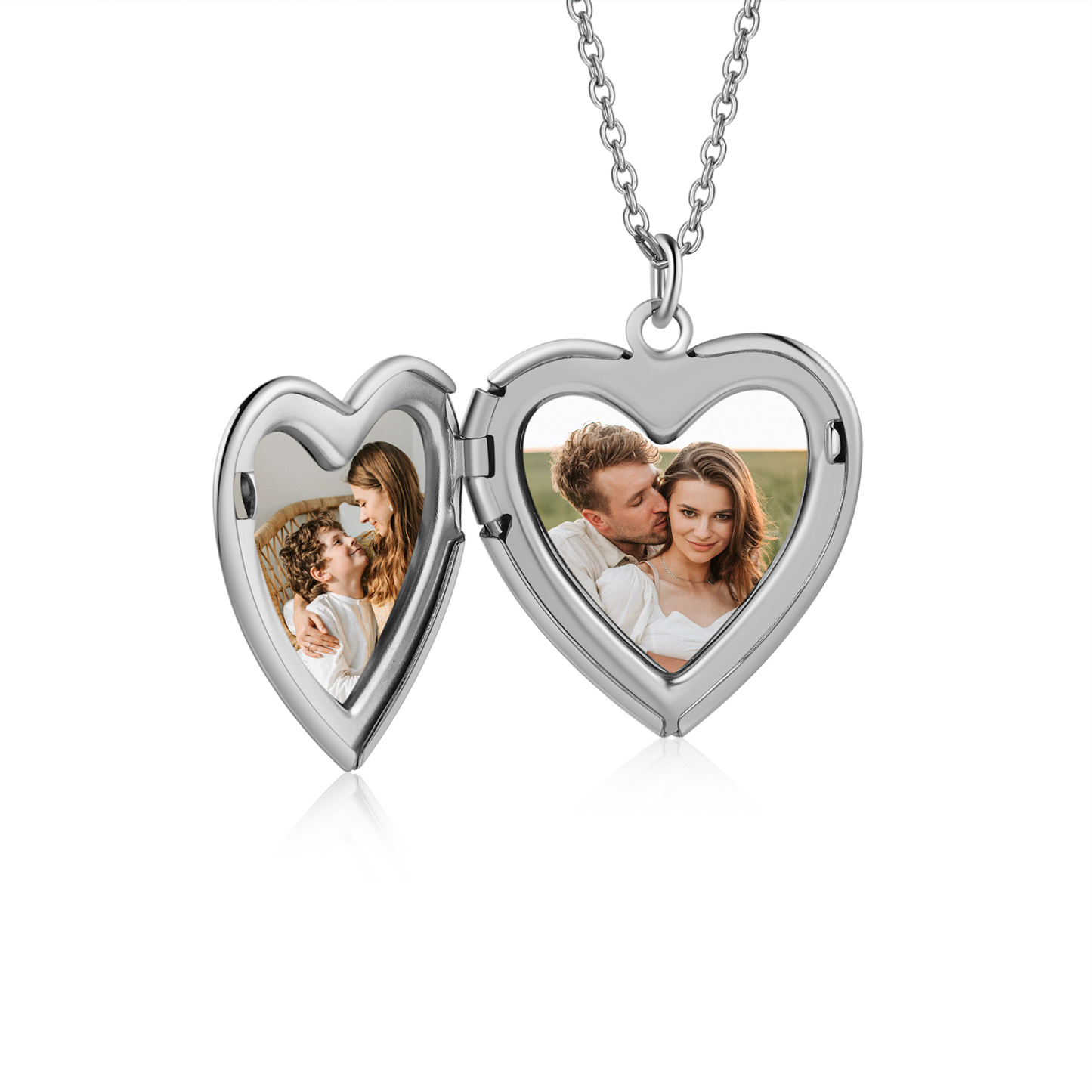 Personalized 2 Photo & Year & Name Necklace Love Necklace For Couples