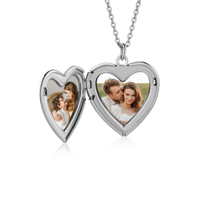Personalized 2 Photo & Year & Name Necklace Love Necklace For Couples