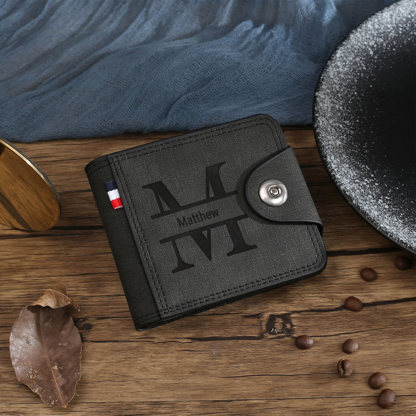 Personalized Name Leather Men's Wallet With Card Slot Engraved Letter & Photo with Gift Box Gift For Him | Jessemade