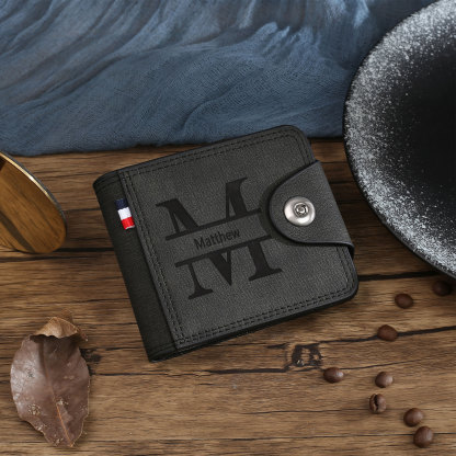 Personalized Name Leather Men's Wallet With Card Slot Engraved Letter & Photo with Gift Box Gift For Him | Jessemade