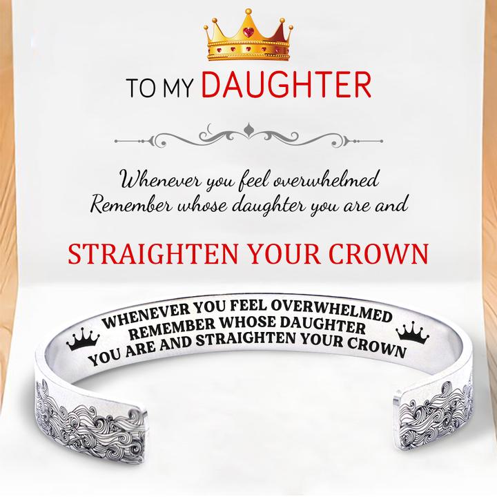 Whenever You Feel Overwhelmed, Personalized Wave Cuff Bangle Bracelet Gifts For Daughter