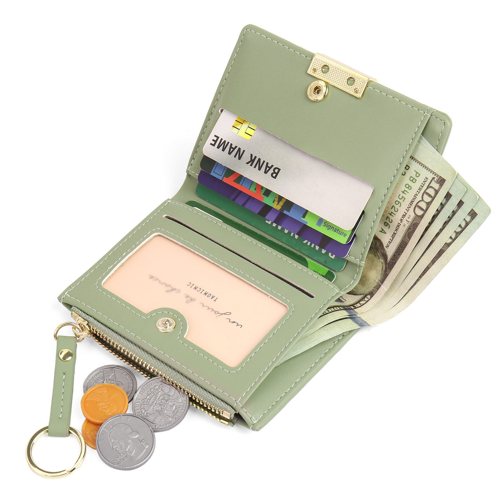 Personalized Photo And Text Pu Leather Zipper Wallet Coin Purse Three Colors Optional Gift For Women