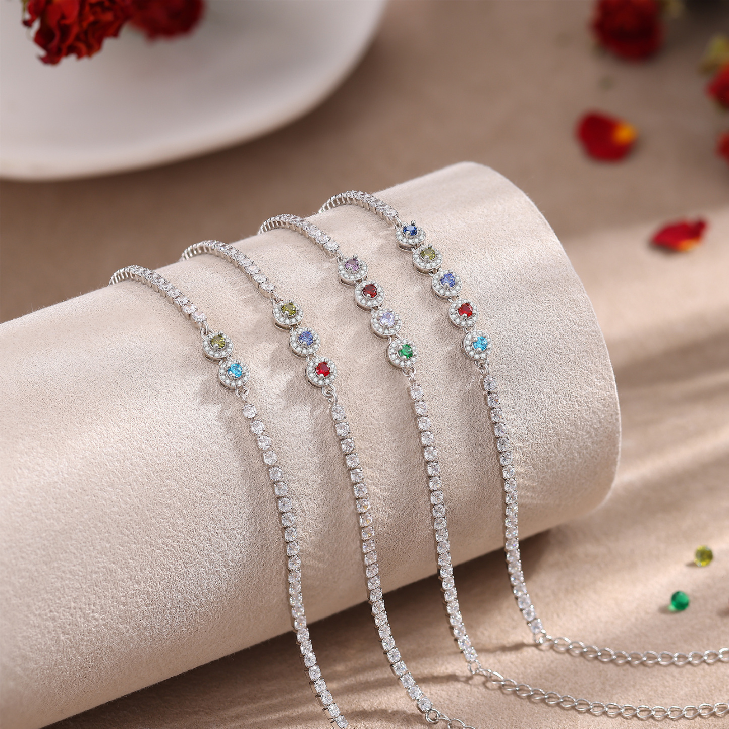 Personalized Birthstone Tennis Bracelet with 2–5 Stones