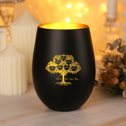 Personalized glass candle holder with family tree custom with up to 10 names