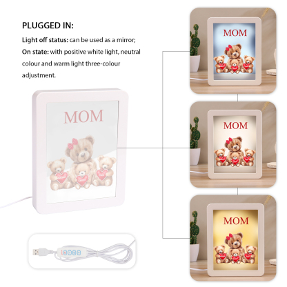 3 Names - Personalized Mom Home Bear Style Custom Text LED Night Light Gift for Mom