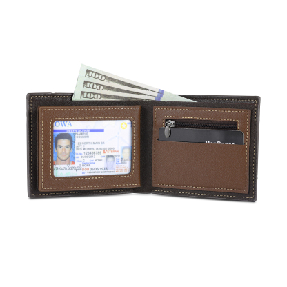 7 Names - Personalized Photo Custom Leather Men's Folding Wallet as a Father's Day Gift for Dad