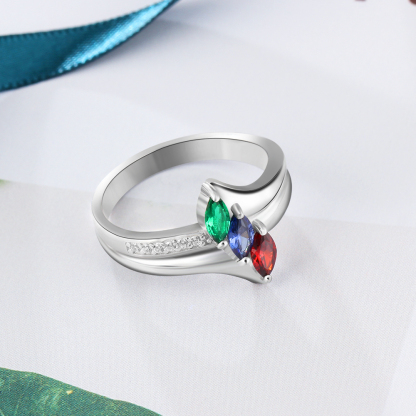 Personalized 3 Birthstones Mothers Ring With Names Gifts For Her