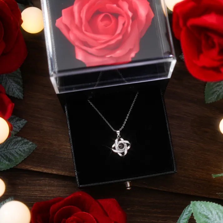 Personalised Photo Projection Necklace Love Knot Pendant Necklace Gifts for Her