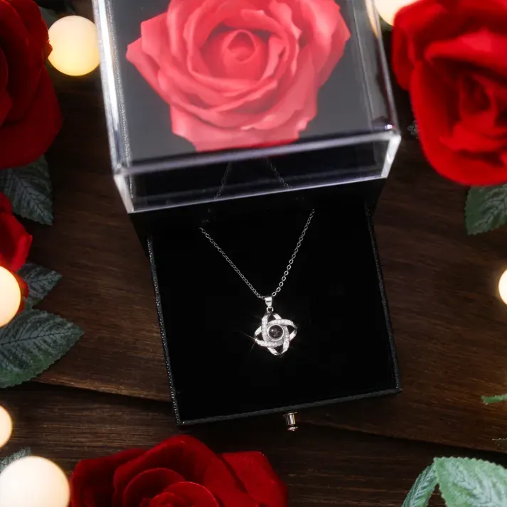 Personalised Photo Projection Necklace Love Knot Pendant Necklace Gifts for Her