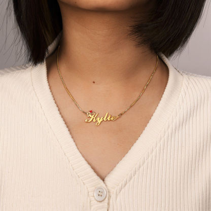 Personalized Necklace With Birthstone Custom 1 Name Necklace Gift For Her | Jessemade