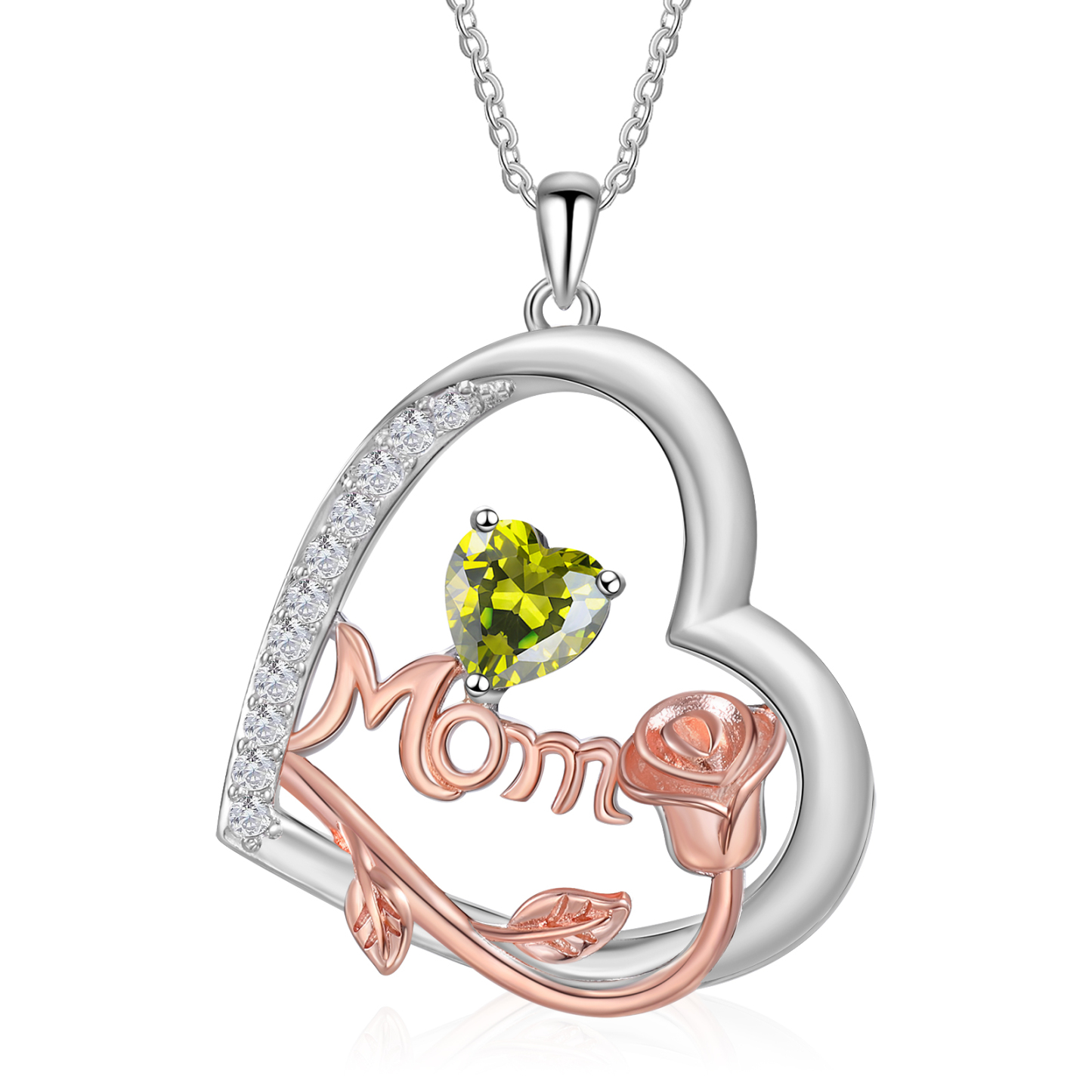 1 Name-Personalized Hearts Necklace Custom Birthstone Necklace Gifts for Mom