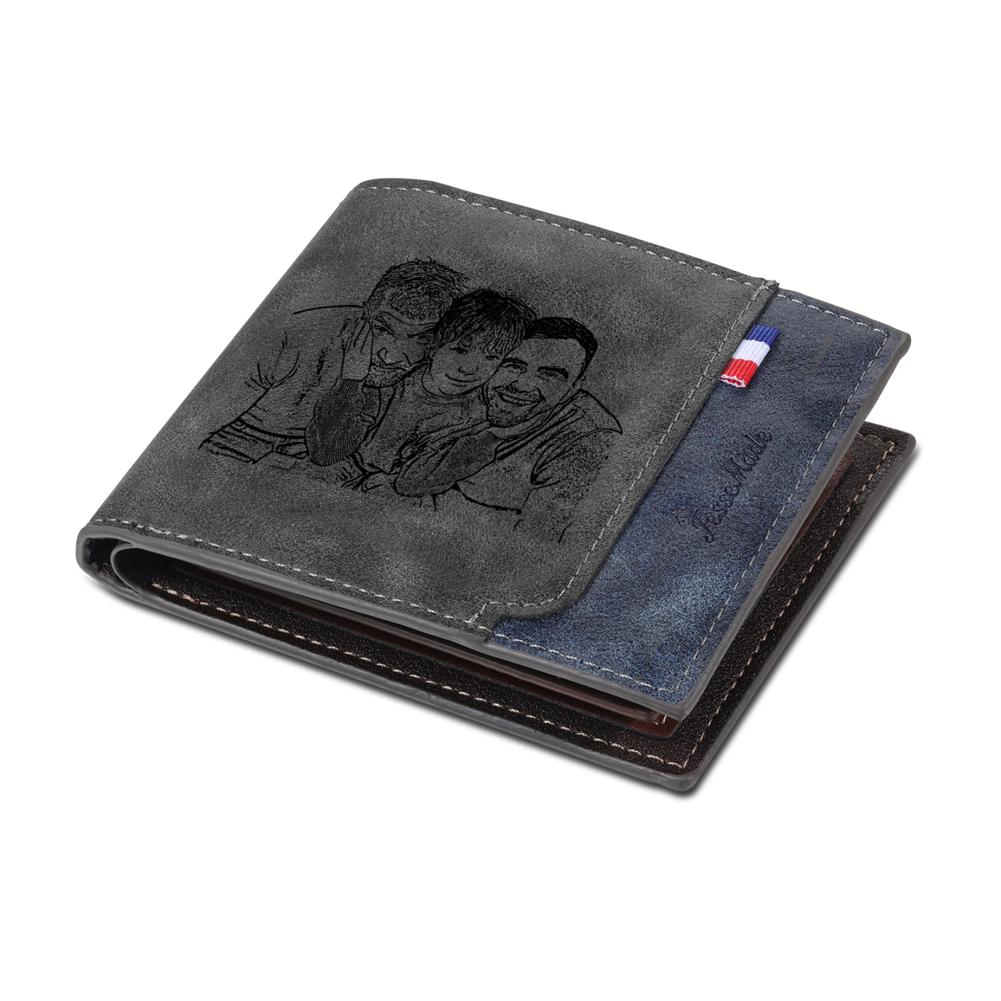 7 Names - Personalized Photo Custom Leather Men's Wallet as a Father's Day Gift for Dad