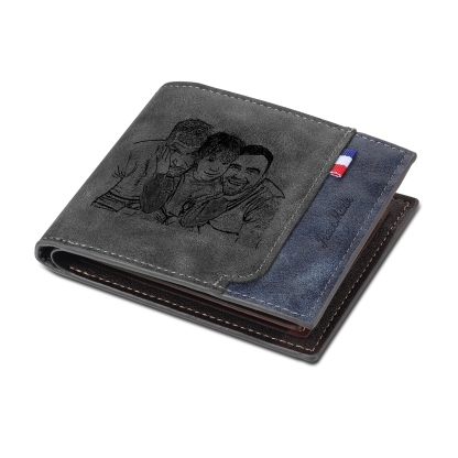 7 Names - Personalized Photo Custom Leather Men's Wallet as a Father's Day Gift for Dad