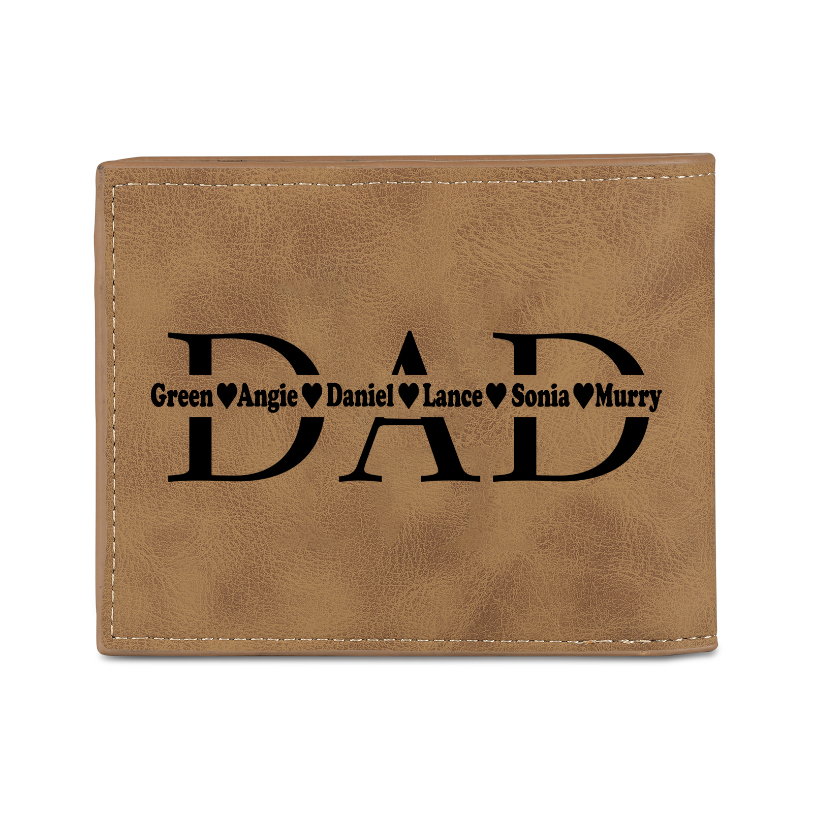 6 Names - Personalized Photo Custom Leather Men's Wallet as a Father's Day Gift for Dad