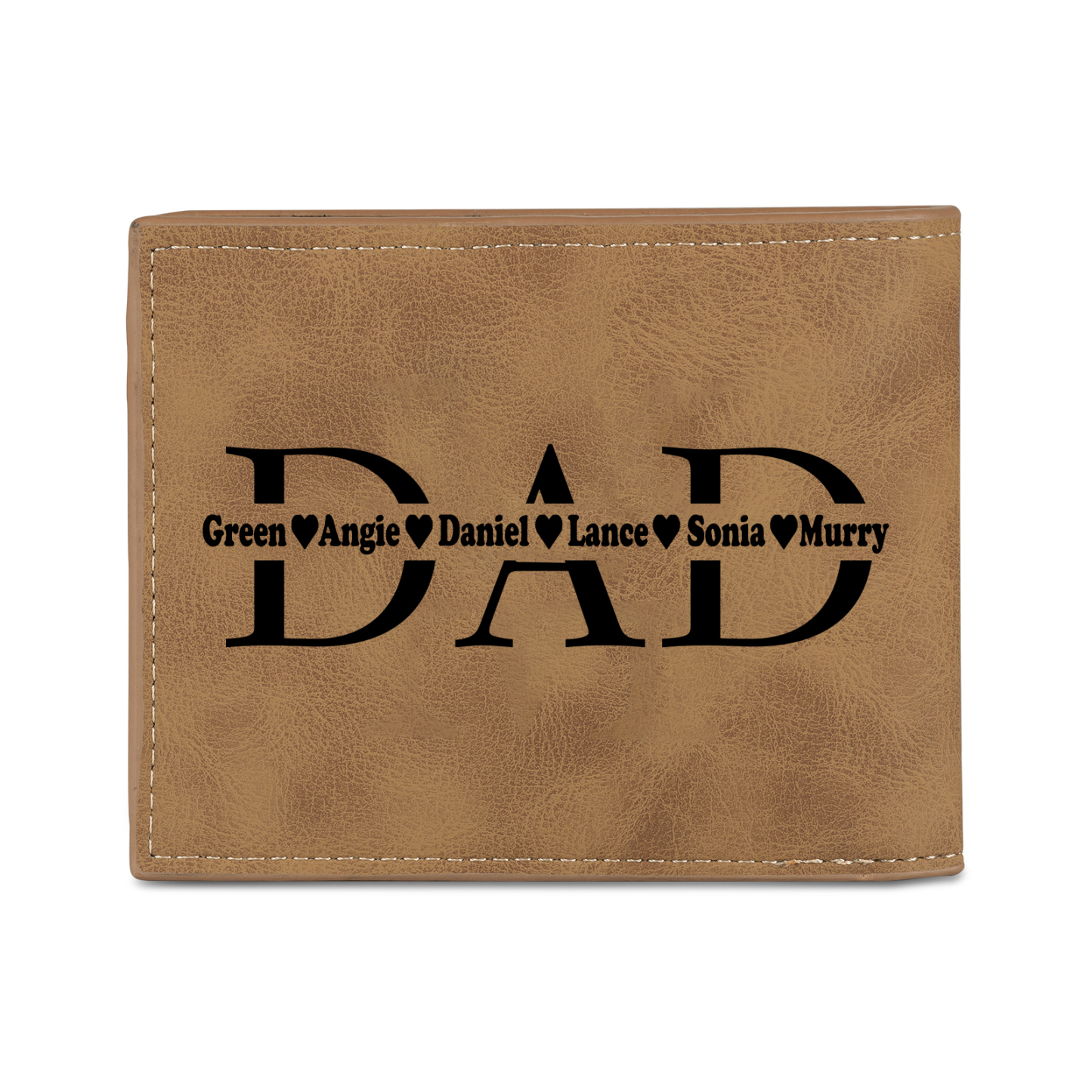 6 Names - Personalized Photo Custom Leather Men's Wallet as a Father's Day Gift for Dad