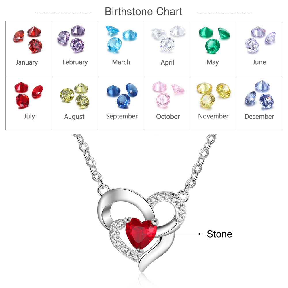 Personalized To My Daughter S925 Silver Women Heart Birthstone Necklace Set With Gift Card Gift Box-Special Gift For Daughter