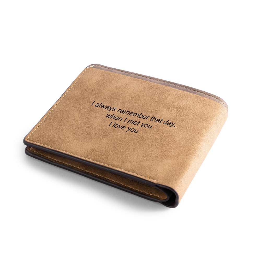 Brown Personalized Leather Wallet Engraved Photo Short Purse Folding Wallet Gifts For Men