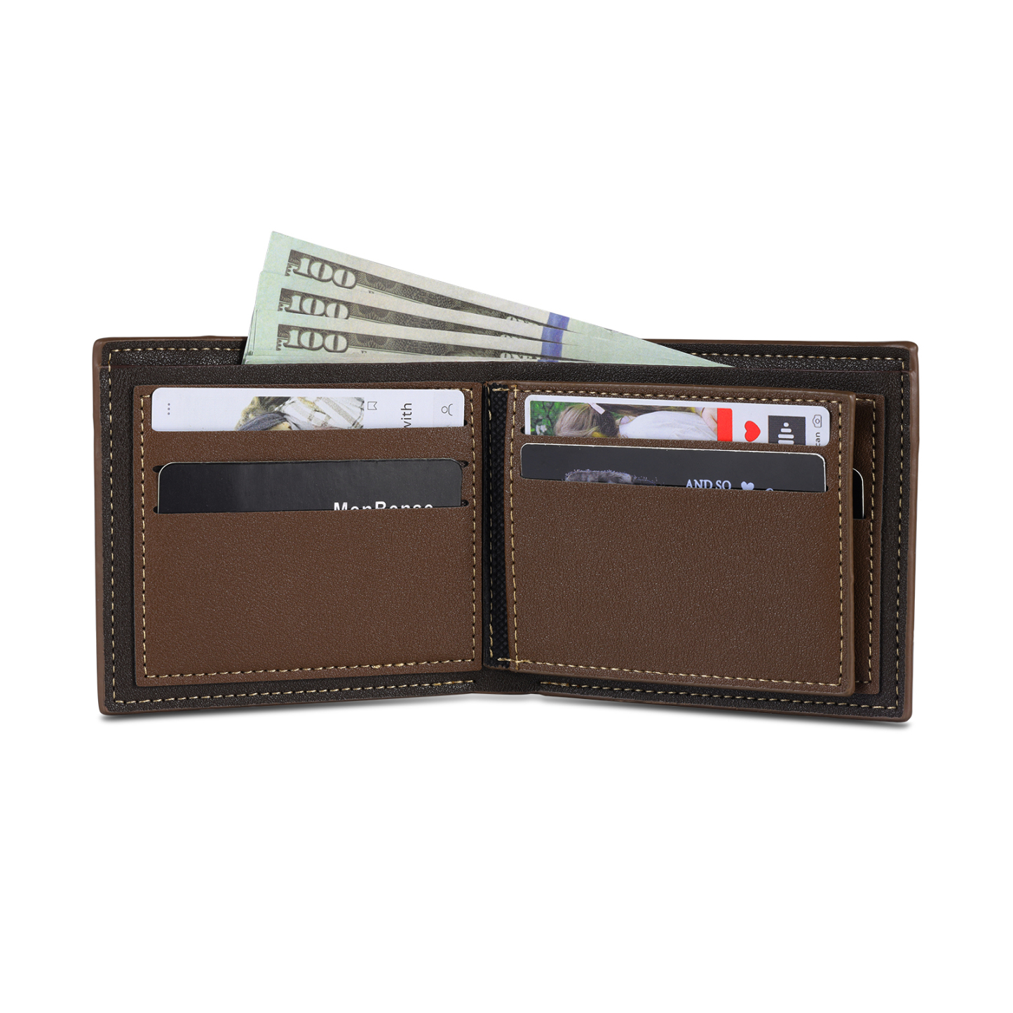 5 Names - Personalized Photo Custom Leather Men's Folding Wallet as a Father's Day Gift for Dad