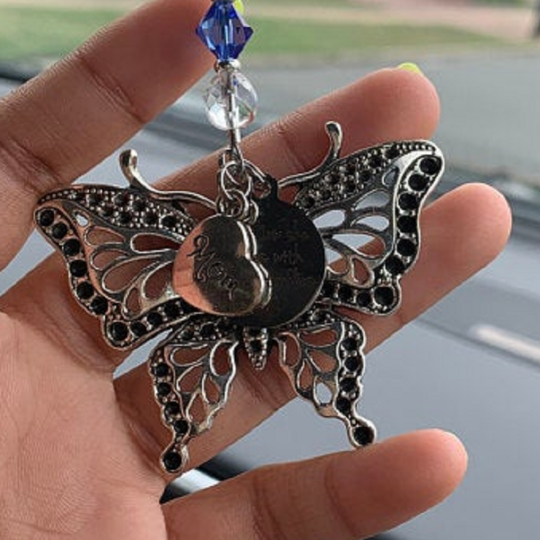 "Now she flies with butterflies" Butterfly Christmas Memorial Ornament