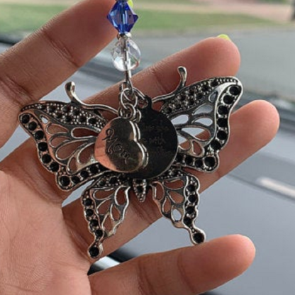 "Now she flies with butterflies" Butterfly Christmas Memorial Ornament