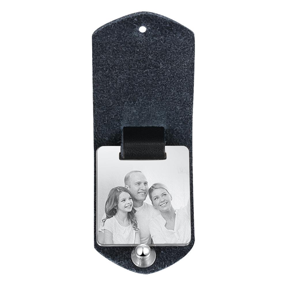 Jessemade Leather Key Fob Custom photo keychain  Gift for boyfriend picture key chain  key fob leather Calendar