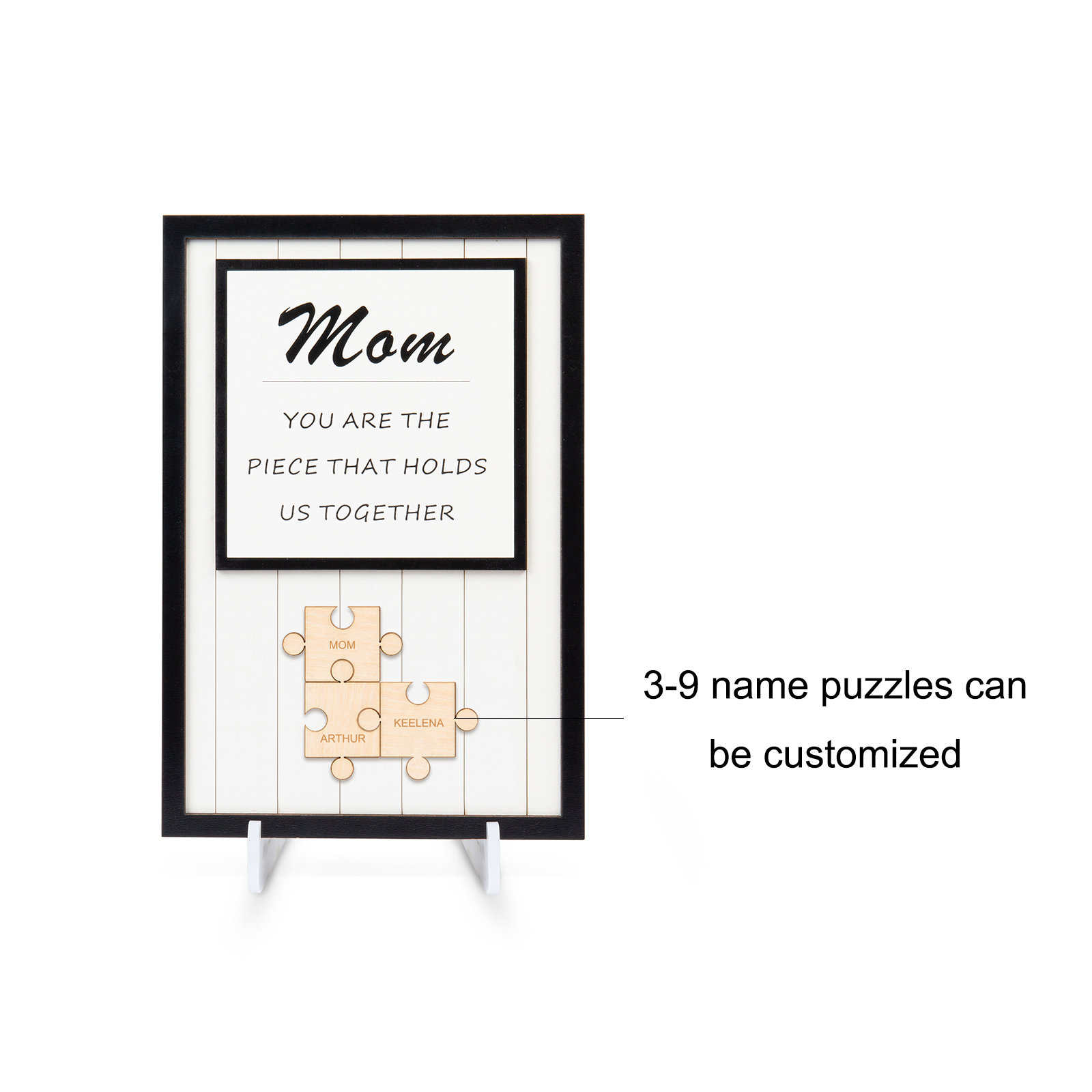 Mom Puzzle Sign Personalized 3 Names Wooden Sign Family Gifts-Mom You Are the Piece that Holds Us Together