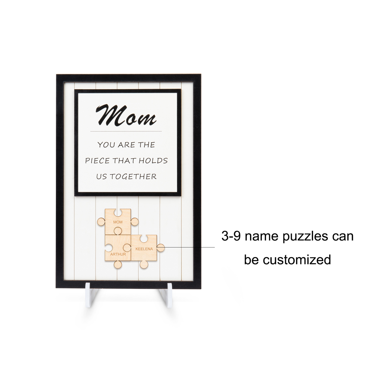 Mom Puzzle Sign Personalized 3 Names Wooden Sign Family Gifts-Mom You Are the Piece that Holds Us Together