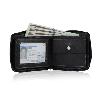 2-Names Personalized Leather Men's wallet With Card Slot Engraved With Name And Photo For Papa As a Father's Day Unique Gift