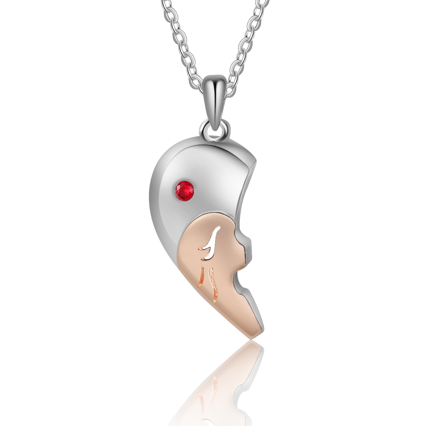 Custom 2Pcs Couple Birthstone Necklace, Customized Name Necklace Couple Gift