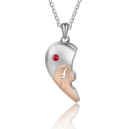 Custom 2Pcs Couple Birthstone Necklace, Customized Name Necklace Couple Gift