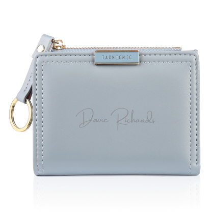 Personalized Photo And Text Pu Leather Zipper Wallet Coin Purse Three Colors Optional Gift For Women