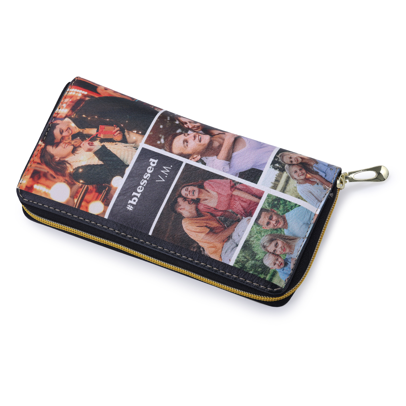 Long Purse Personalized Leather Wallet Engraved 10 Photos Zip Wallet Gifts For Women Men | Jessemade