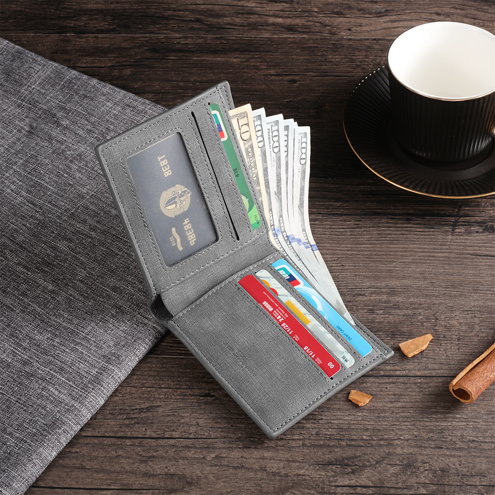 Personalized Leather Wallet Engraved Photo Short Purse Custom Folding Wallet Gifts For Grandpa