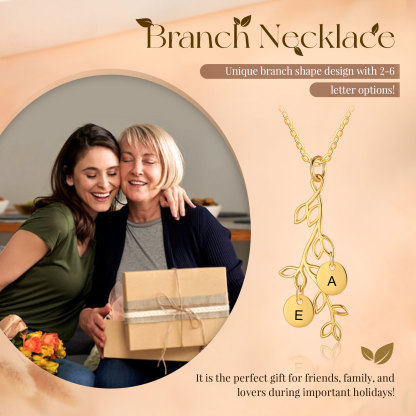 2 Letters - Personalized Special Leaf Pendant Necklace Beautiful Letter Necklace Gift for Her