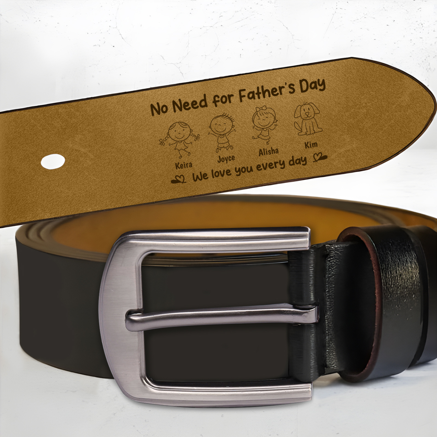Personalized Leather Belt for Men Customized with 1 to 6 Names and a Child’s Drawing Personalized Gift for Dad for Father’s Day, Father’s Day Gift, Birthday Gift, Gift for Dad | kettenmachen