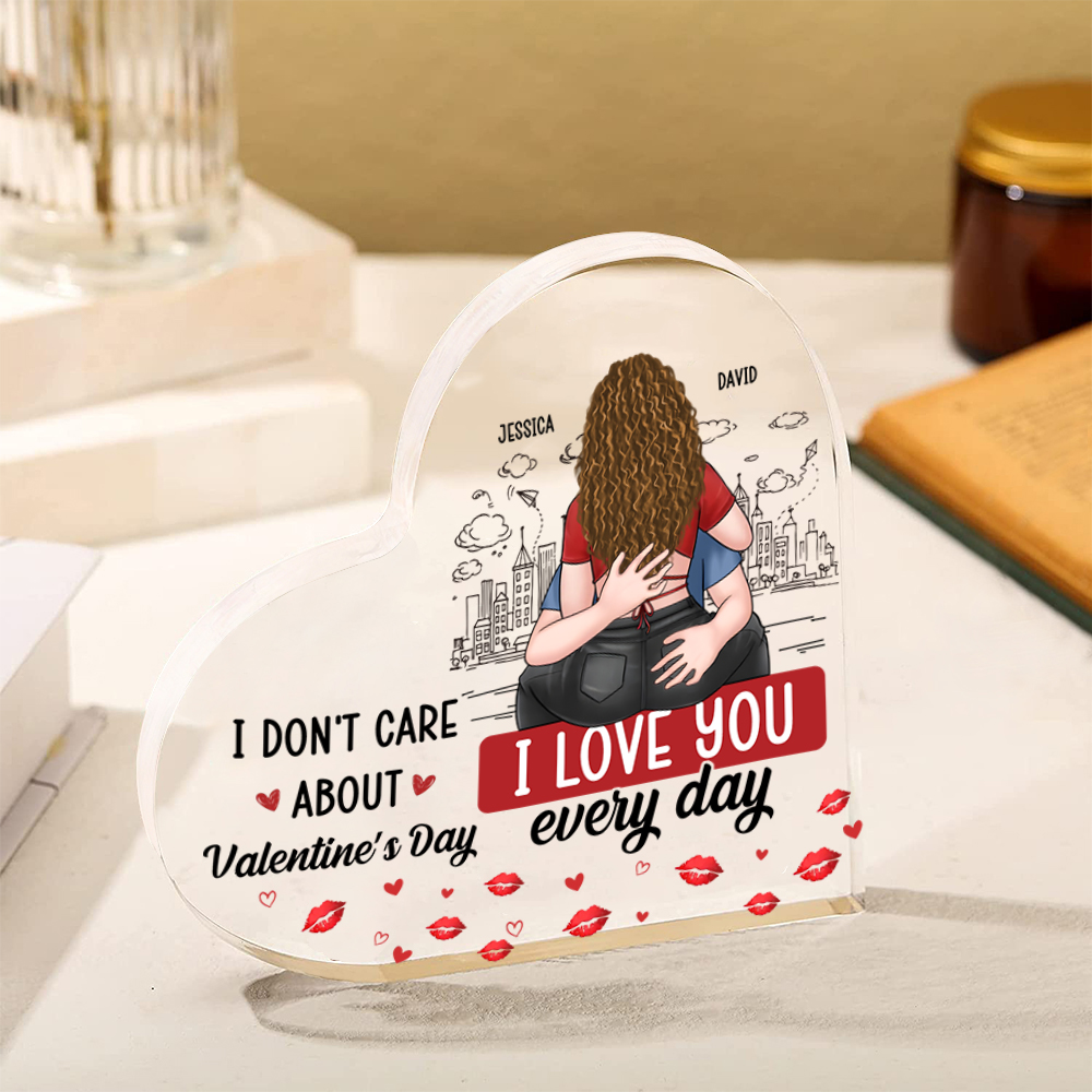 Personalized Acrylic Heart Plaque I Love You Every Day Valentine’s Day Gift for Couples