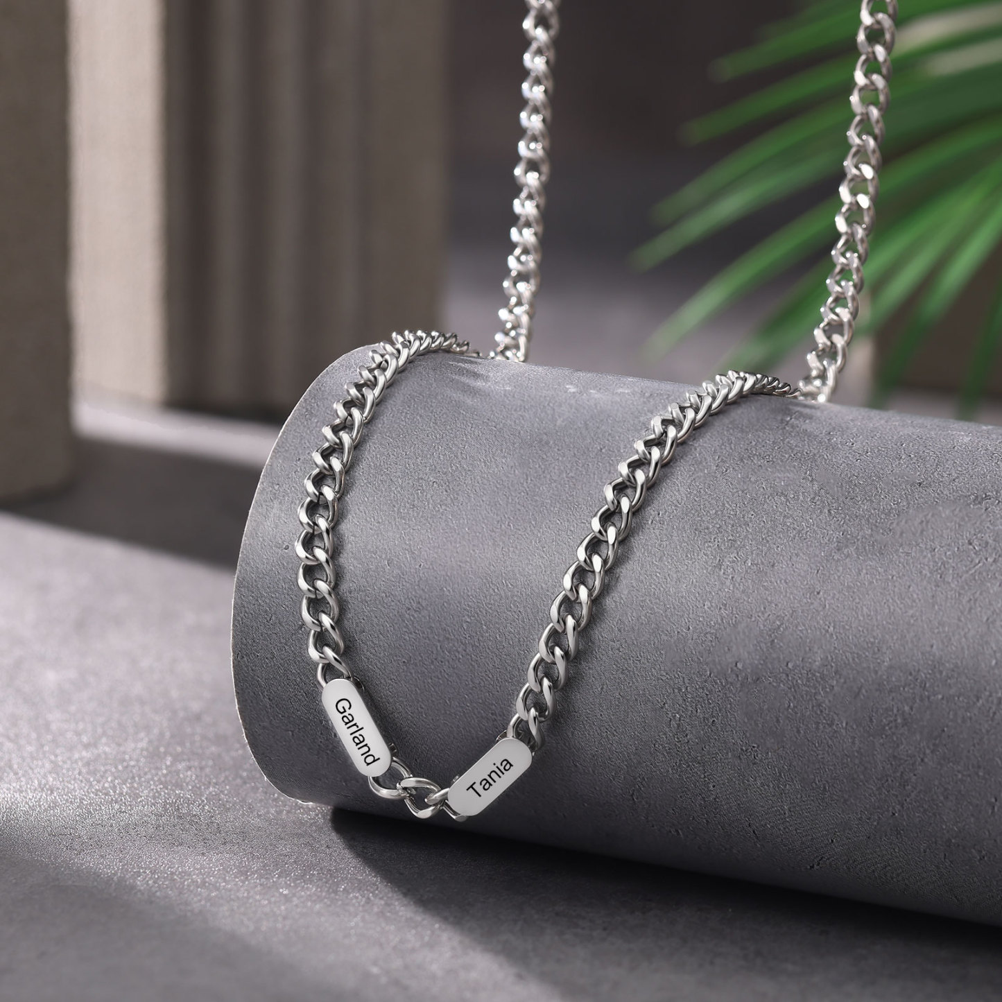 Personalized Men’s Stainless Steel Necklace Custom With 1-6 Engraved Names Gift For Dad Husband