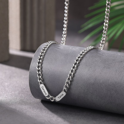 Personalized Men’s Stainless Steel Necklace Custom With 1-6 Engraved Names Gift For Dad Husband