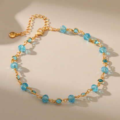 Blue Crystal Anklet Sparkling Anklet Gifts for Her | Jeesmade