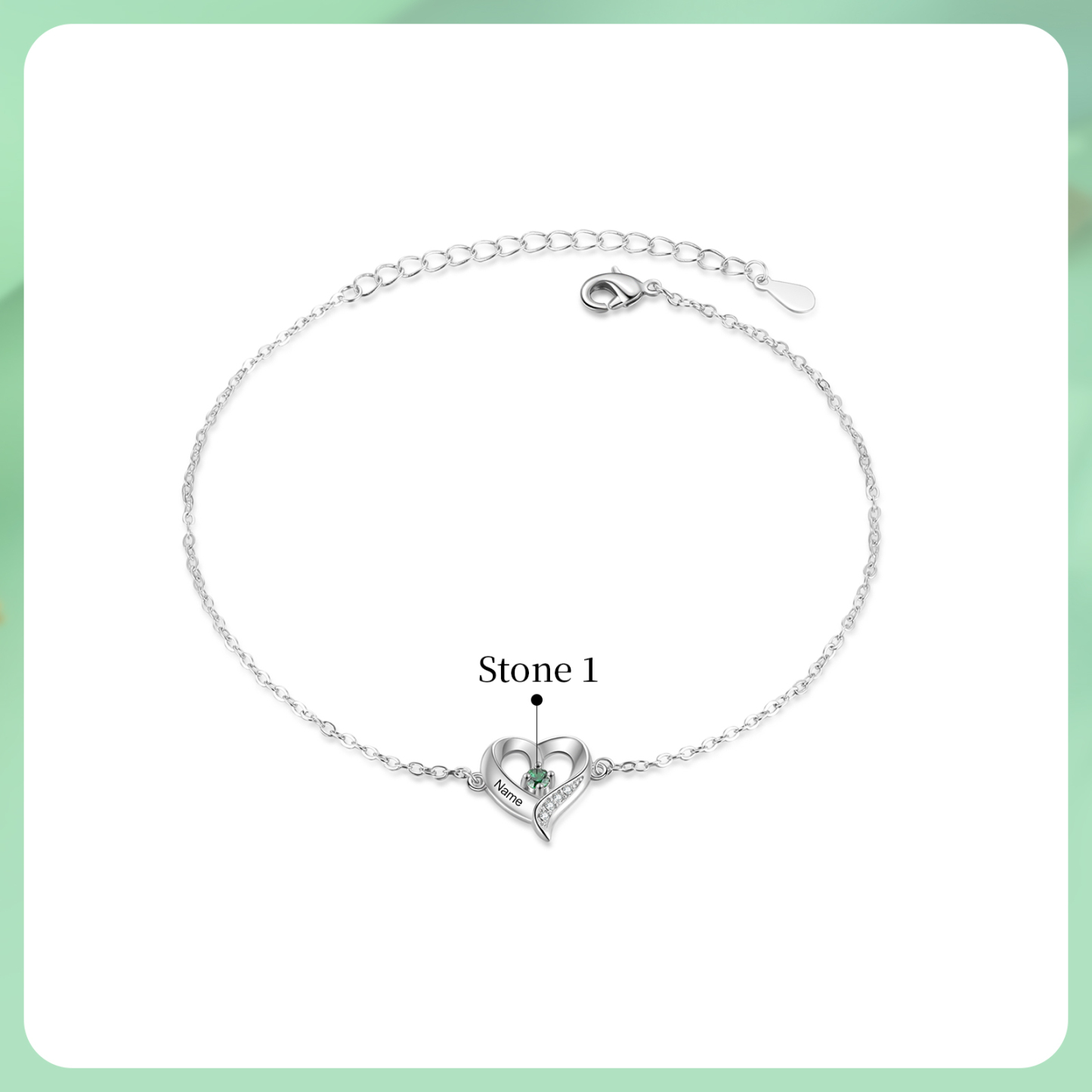 Personalized Heart Anklet – Custom Birthstone & Name, Unique Gift for Her