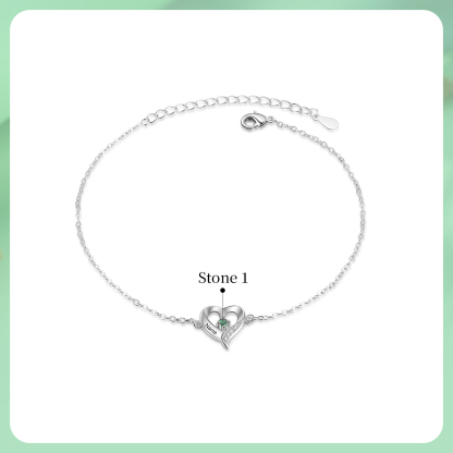 Personalized Heart Anklet – Custom Birthstone & Name, Unique Gift for Her
