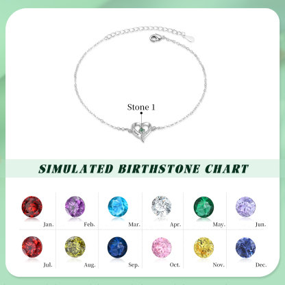Personalized Heart Anklet – Custom Birthstone & Name, Unique Gift for Her
