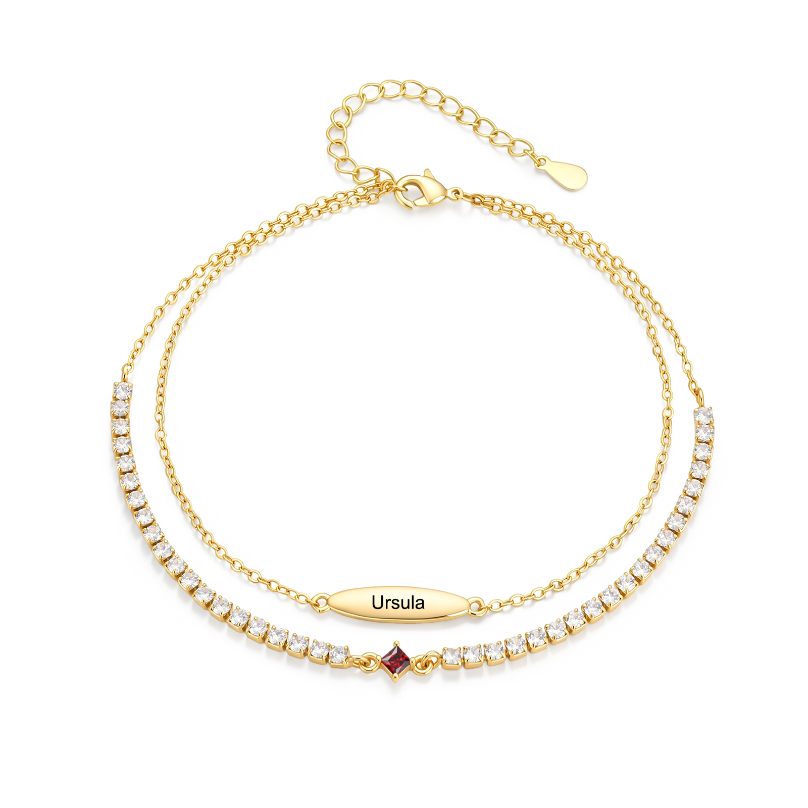 Personalized Name and Birthstone Anklet Bracelet, Birthday Gift, Love Gift for Women | Jessemade