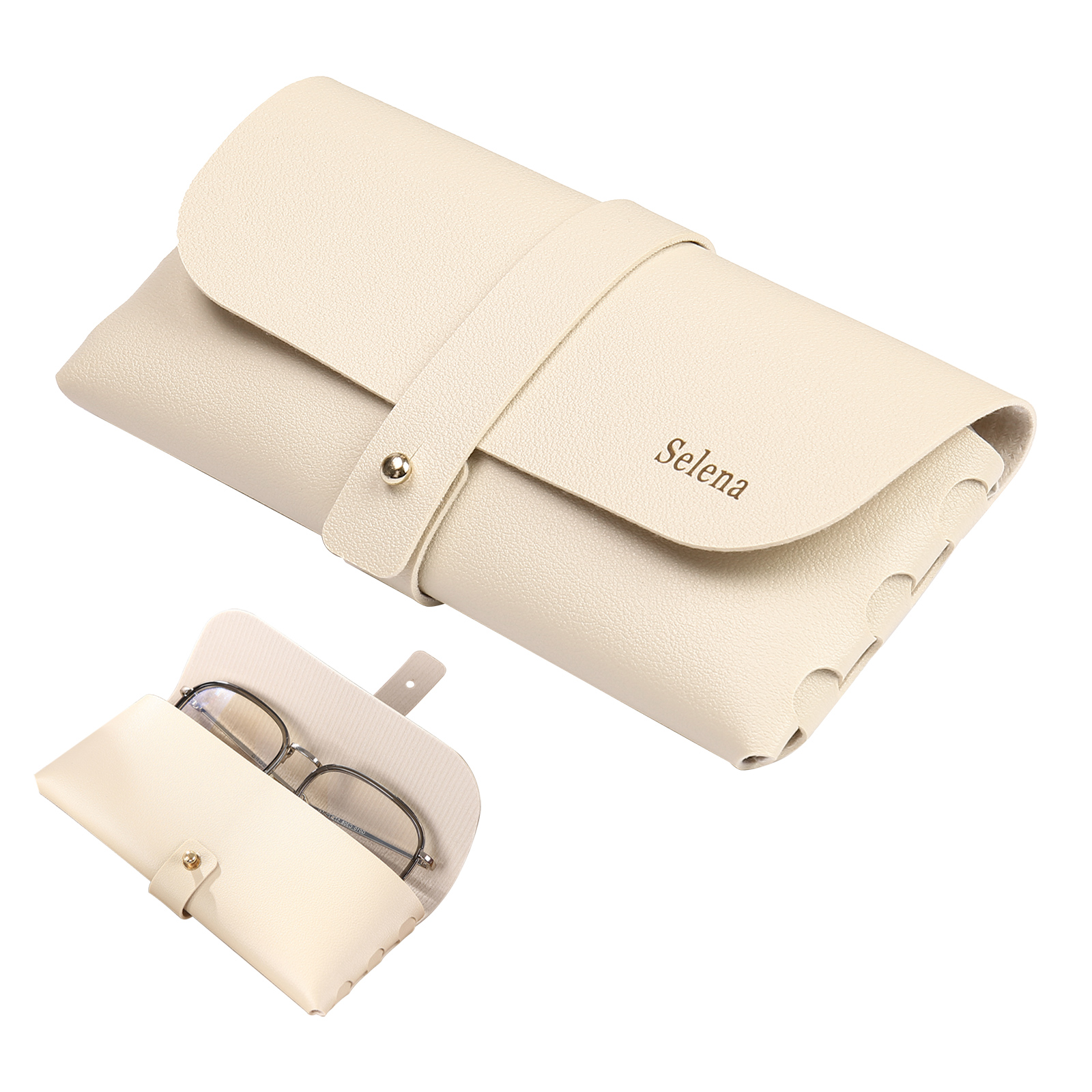 Personalised Glasses Case – Custom Name Available in Pink, Brown, Beige, and Blue | Jessemade